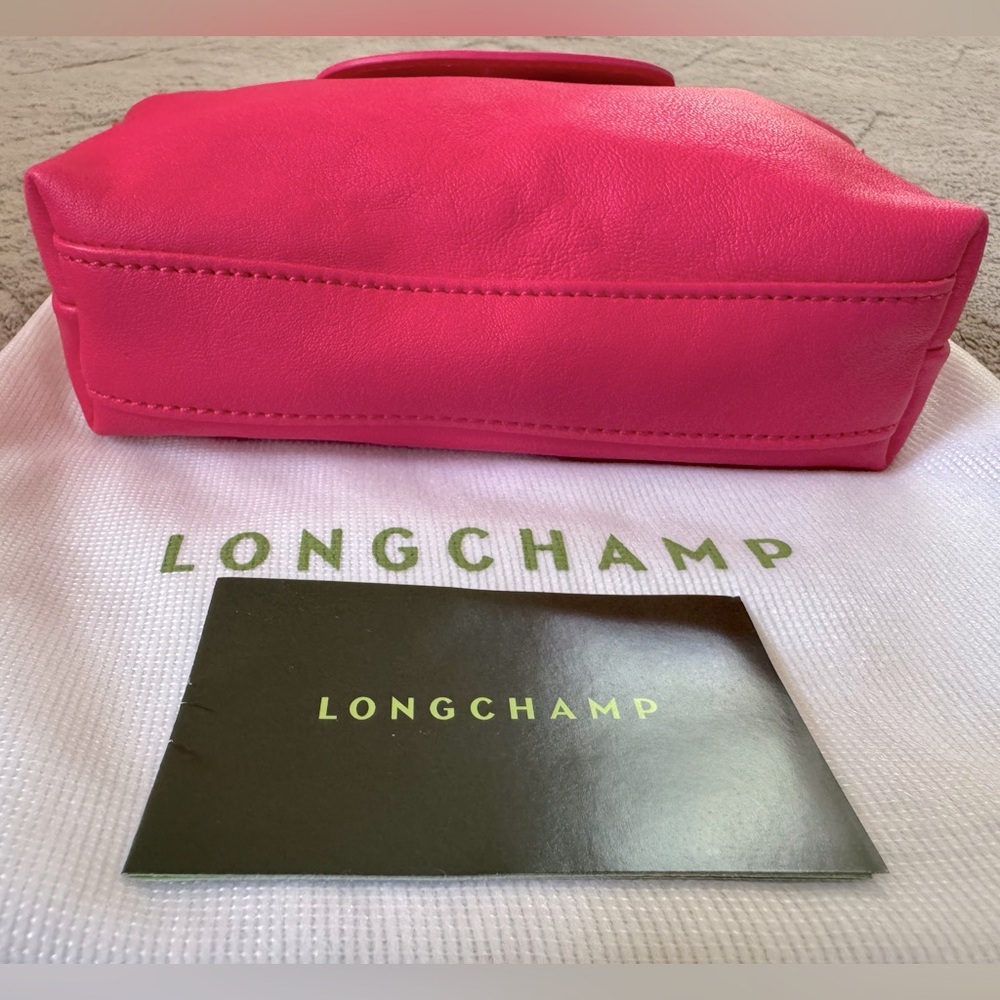 NEW🔥LONGCHAMP Le Pliage Pink Leather Mini Bag with Chain🔥 - Picture 12 of 16